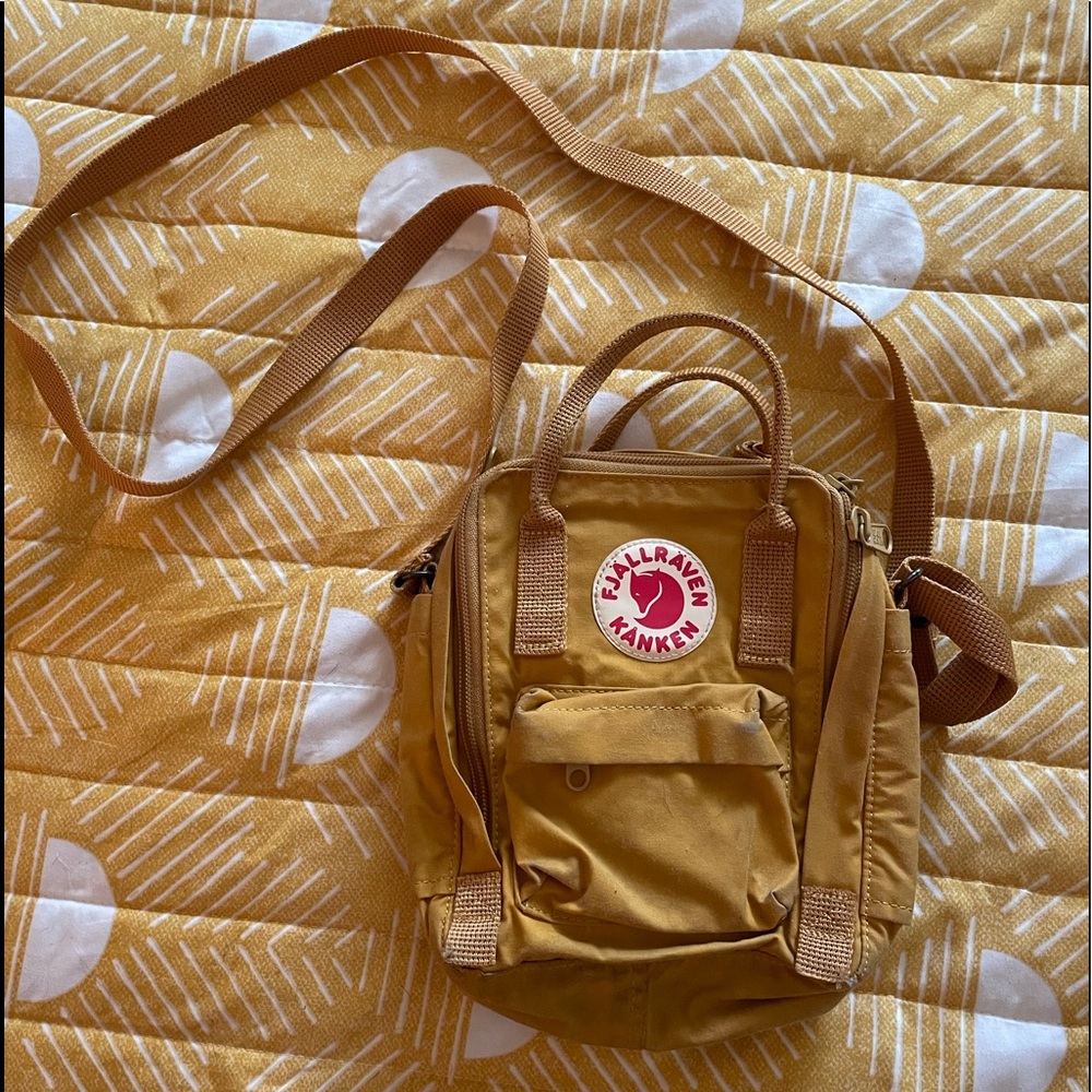 Mustard Yellow Fjallraven Kanken Mini Sling Crossbody Bag